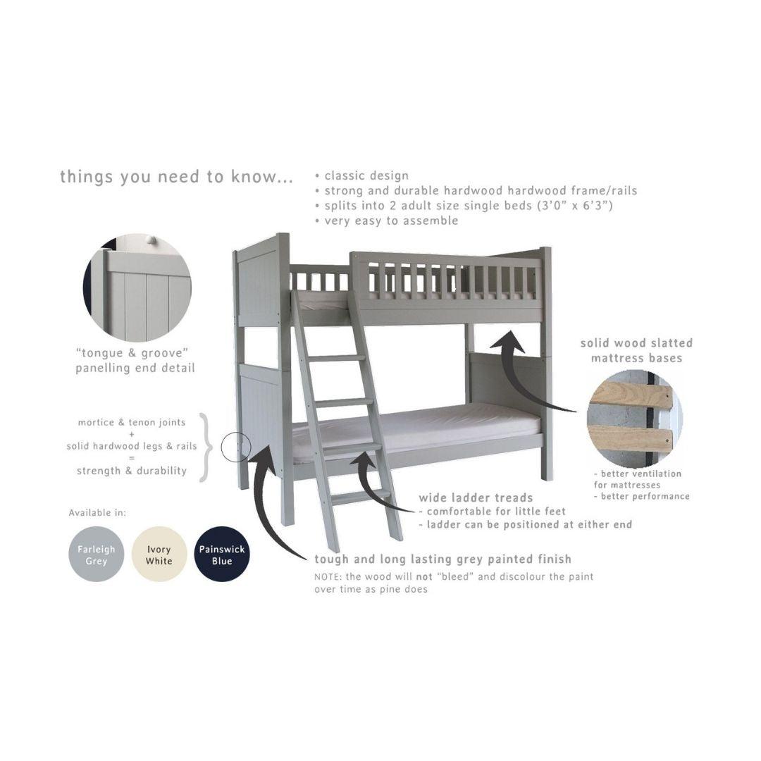 Little Folks Furniture Fargo Bunk Bed In Farleigh Grey 