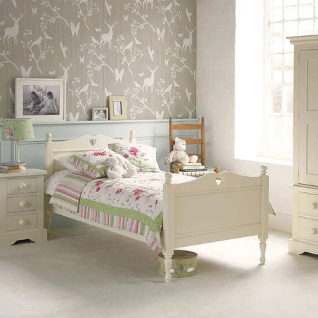 Little Folks Fargo Single Bed with Hearts In Ivory White