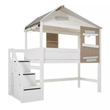 LIFETIME Kidsrooms Hideout Mid Sleeper Treehouse Bed with Storage Steps.