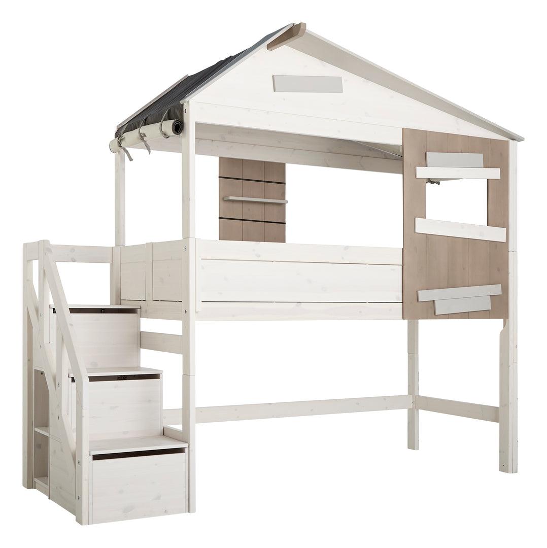 LIFETIME Kidsrooms Hideout Mid Sleeper Treehouse Bed with Storage Steps.