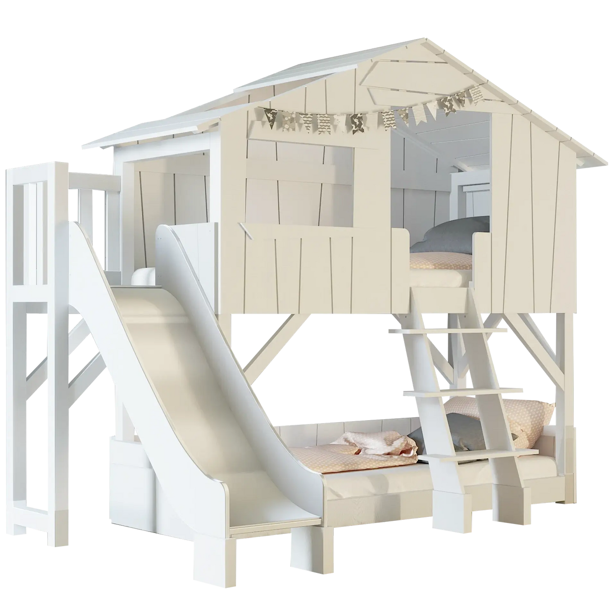 Mathy By Bols Treehouse Bunk Bed with Platform and Slide 