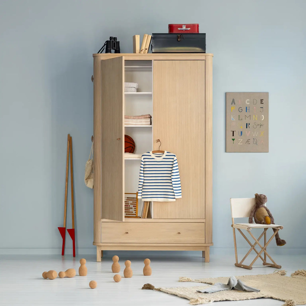 Oliver Furniture 2 Door Wood Wardrobe in Oak