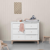 Oliver Furniture Wood Dresser with 6 Drawers in White/Oak 