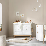 Oliver Furniture Wood Dresser with 6 Drawers in White/Oak