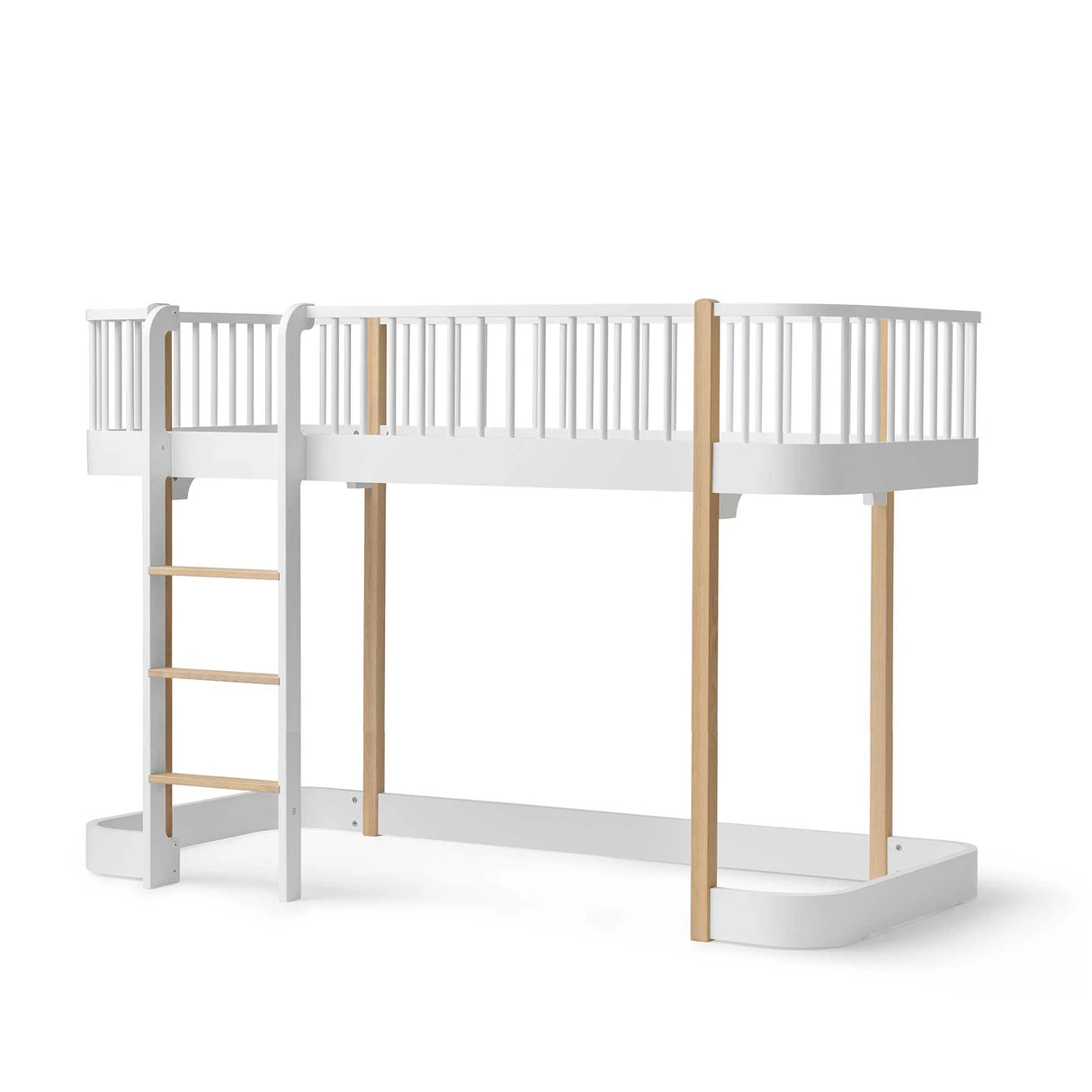 Oliver Furniture Wood Original Low Loft Bed in White/Oak