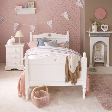 Little Folks Fargo Single Bed with Hearts In Pure White