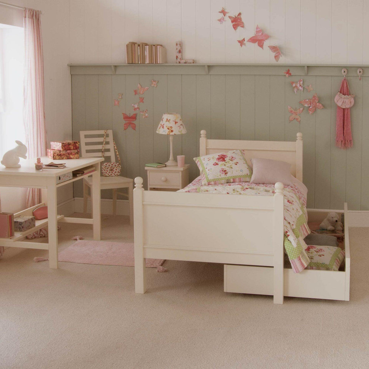 Little Folks Fargo Single Bed with Trundle In Ivory White