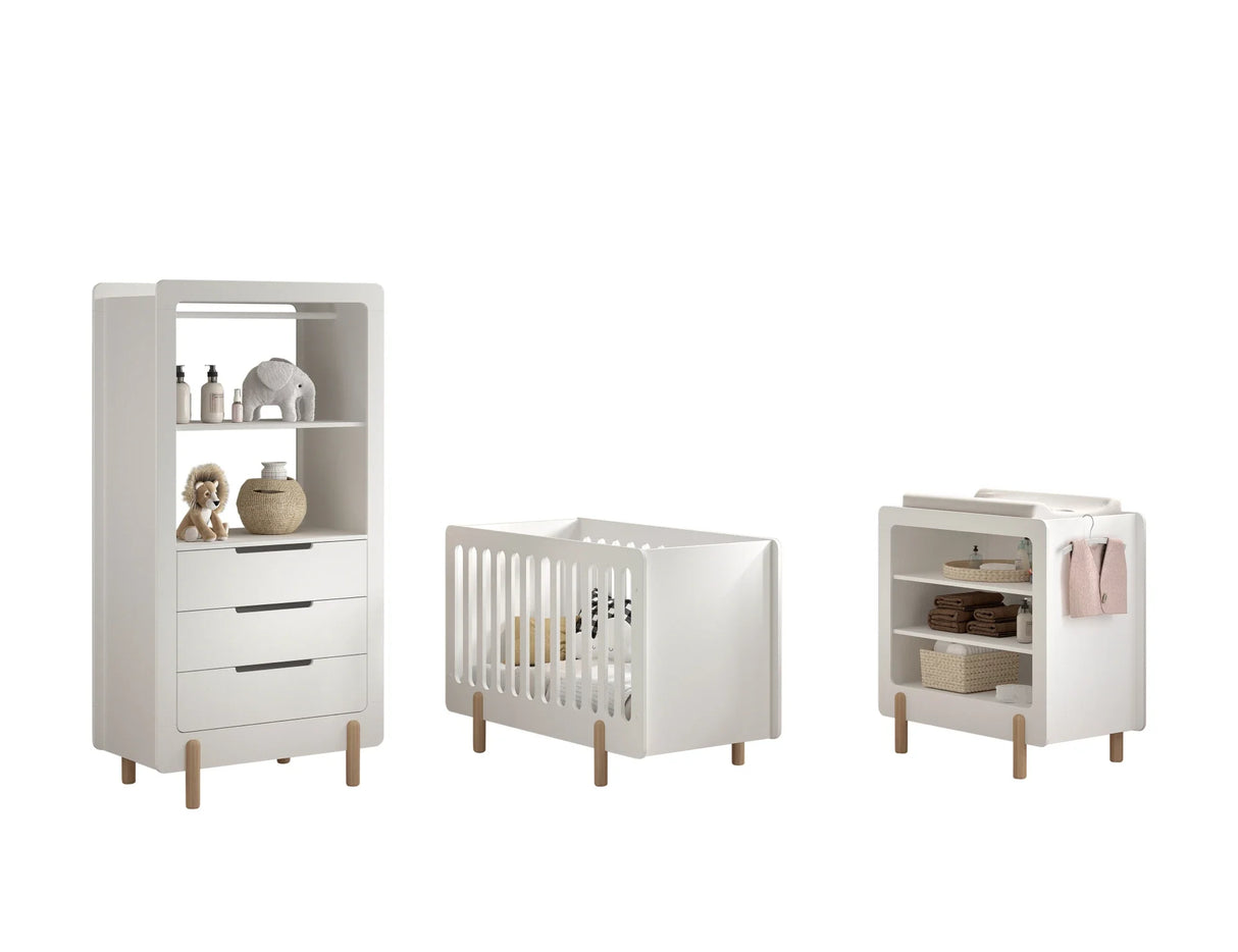 Jaxx Smile 3 Piece Nursery Furniture Set in White 